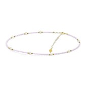 Colier argint placat cu aur galben cu cristale mov si bile de mother of pearl DiAmanti CN066Y-AS
